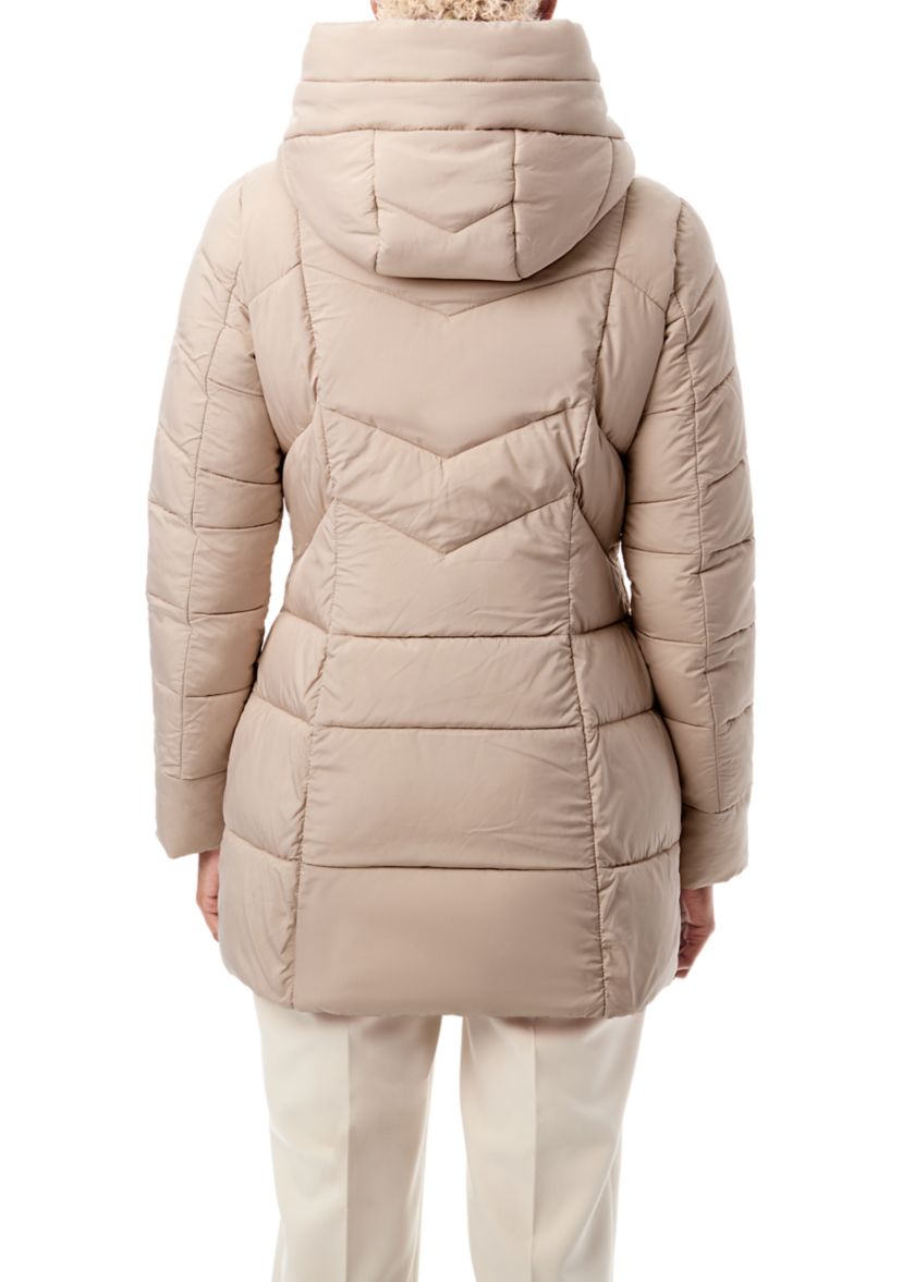 Womens Mid-Length Hooded Puffer Jacket 