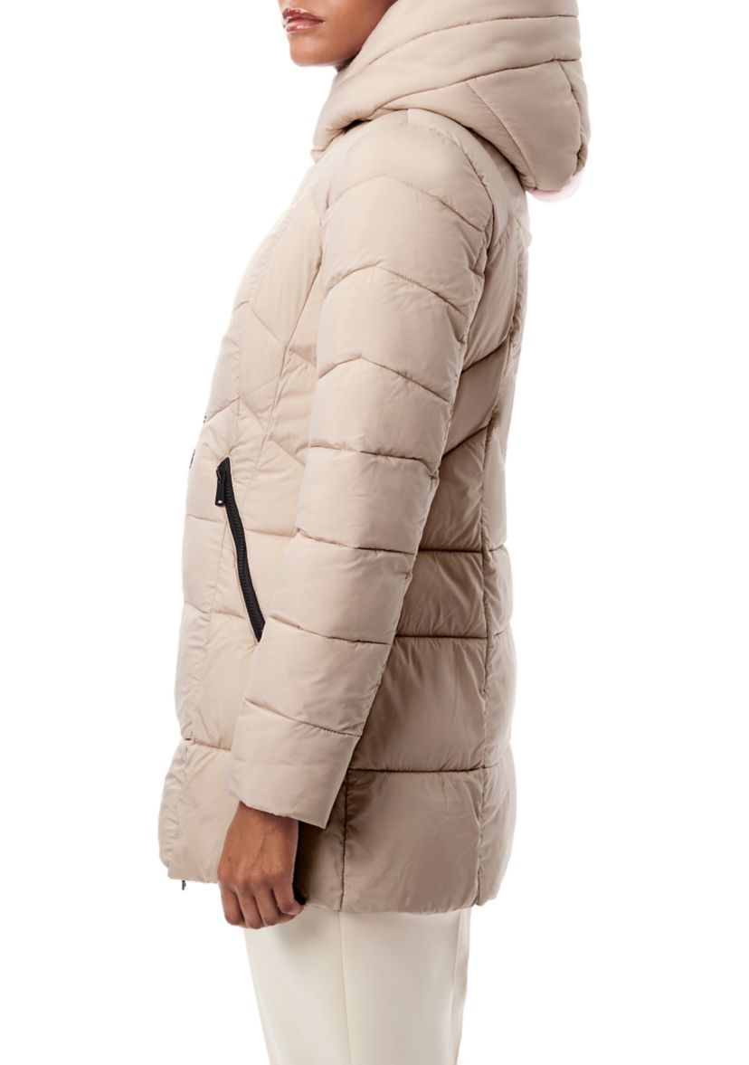 Womens Mid-Length Hooded Puffer Jacket 
