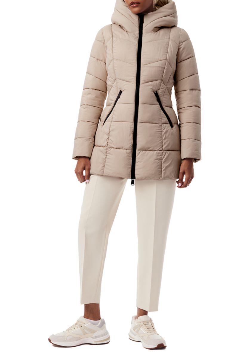 Womens Mid-Length Hooded Puffer Jacket 