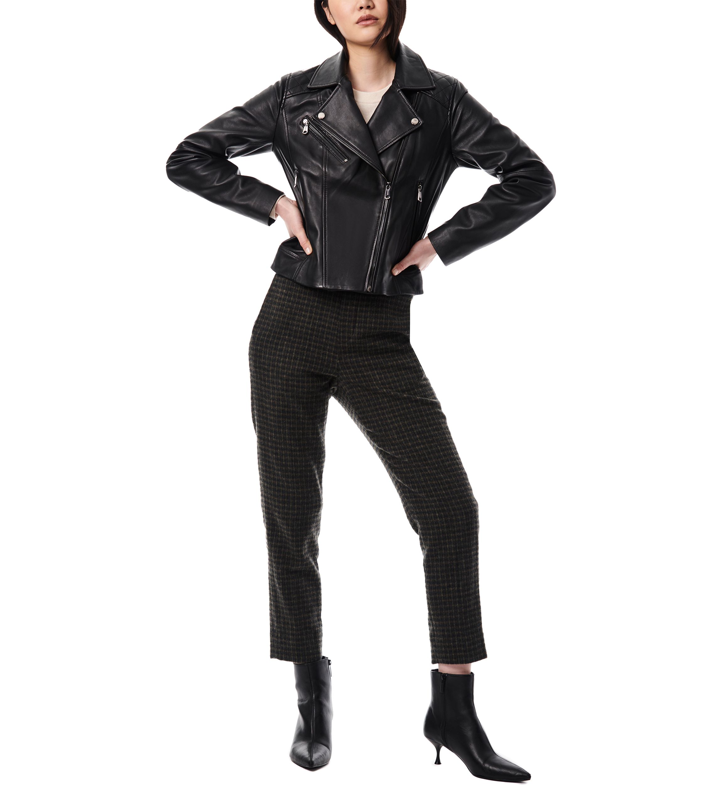 Womens Classic Leather Moto Jacket