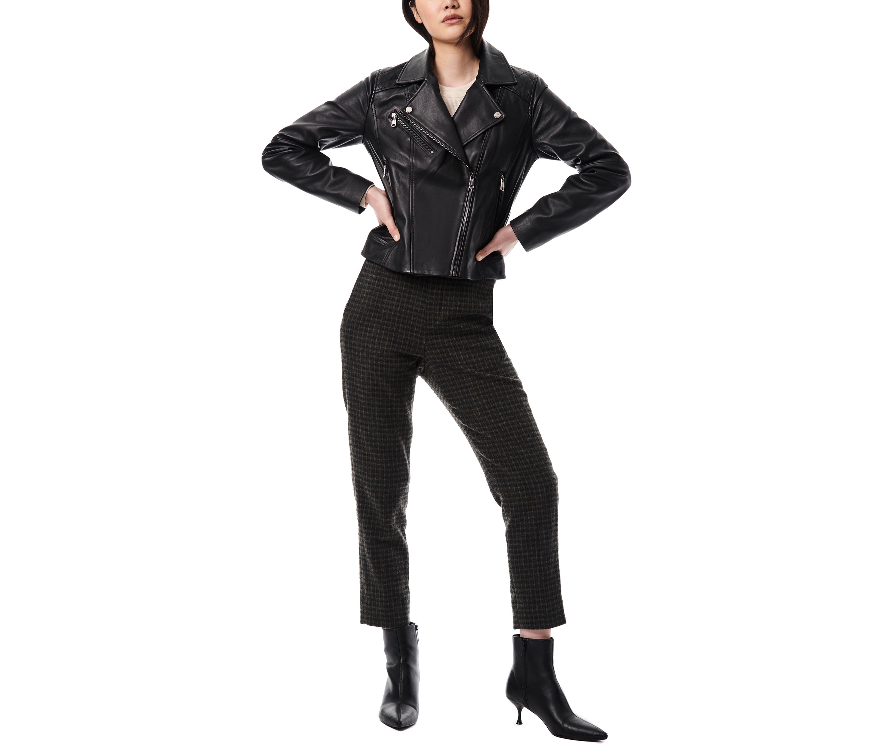 Womens Classic Leather Moto Jacket