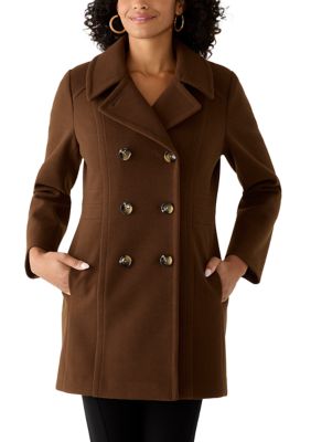Anne Klein Women's Double Breasted Notch Collar Peacoat