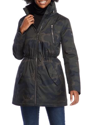 MICHAEL Michael Women's Faux Fur Collar Camouflage Anorak Jacket | belk