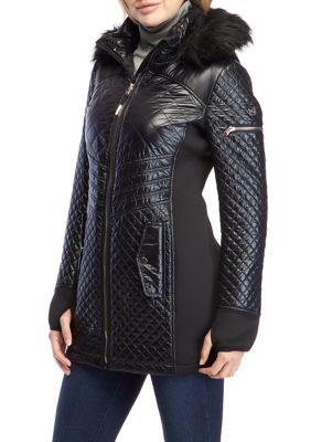 MICHAEL Michael Kors Women's Quilted Hooded Jacket with Detachable Fur and  Metallic Hardware | belk