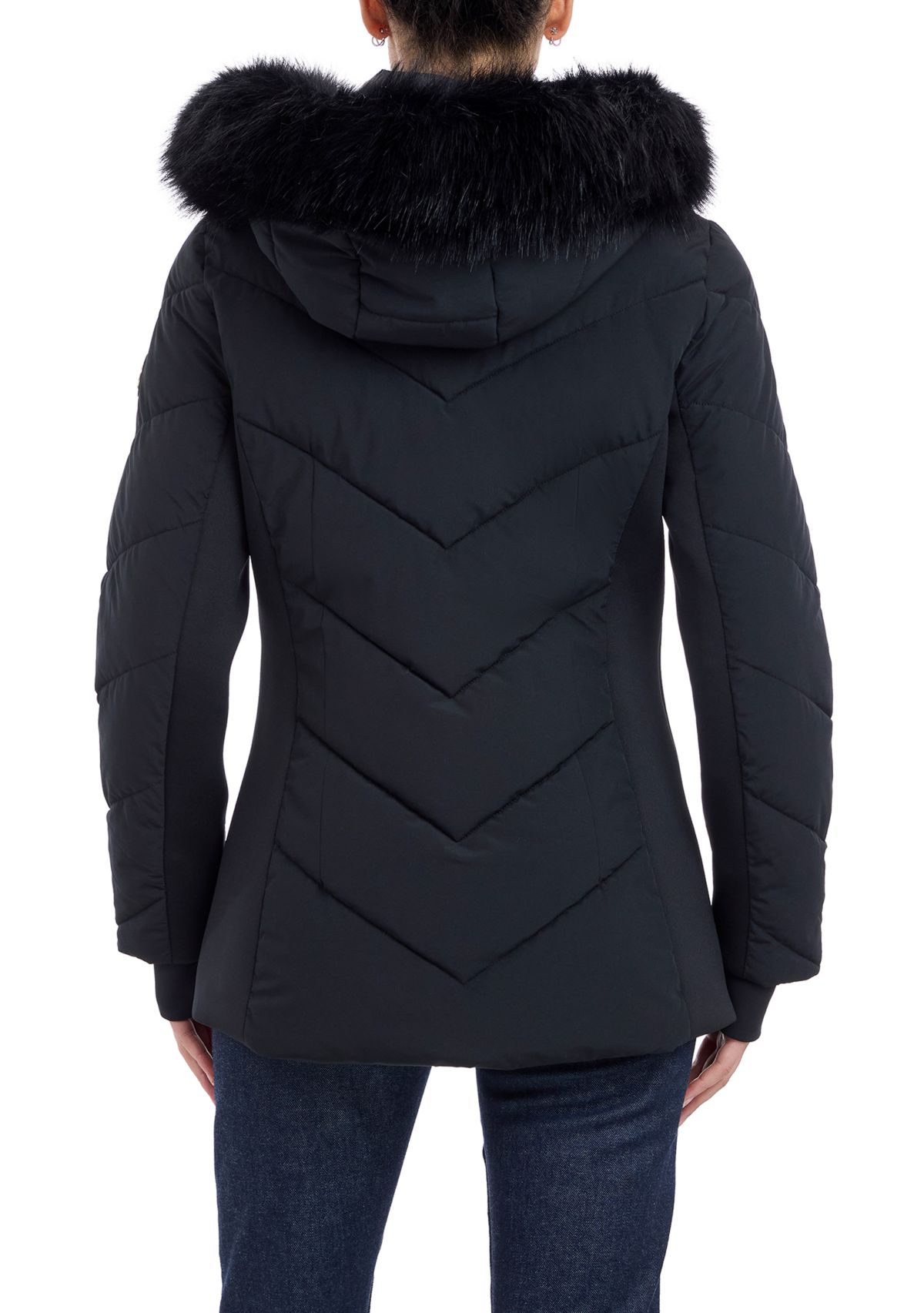 Womens Puffer Coat with Fur Hood