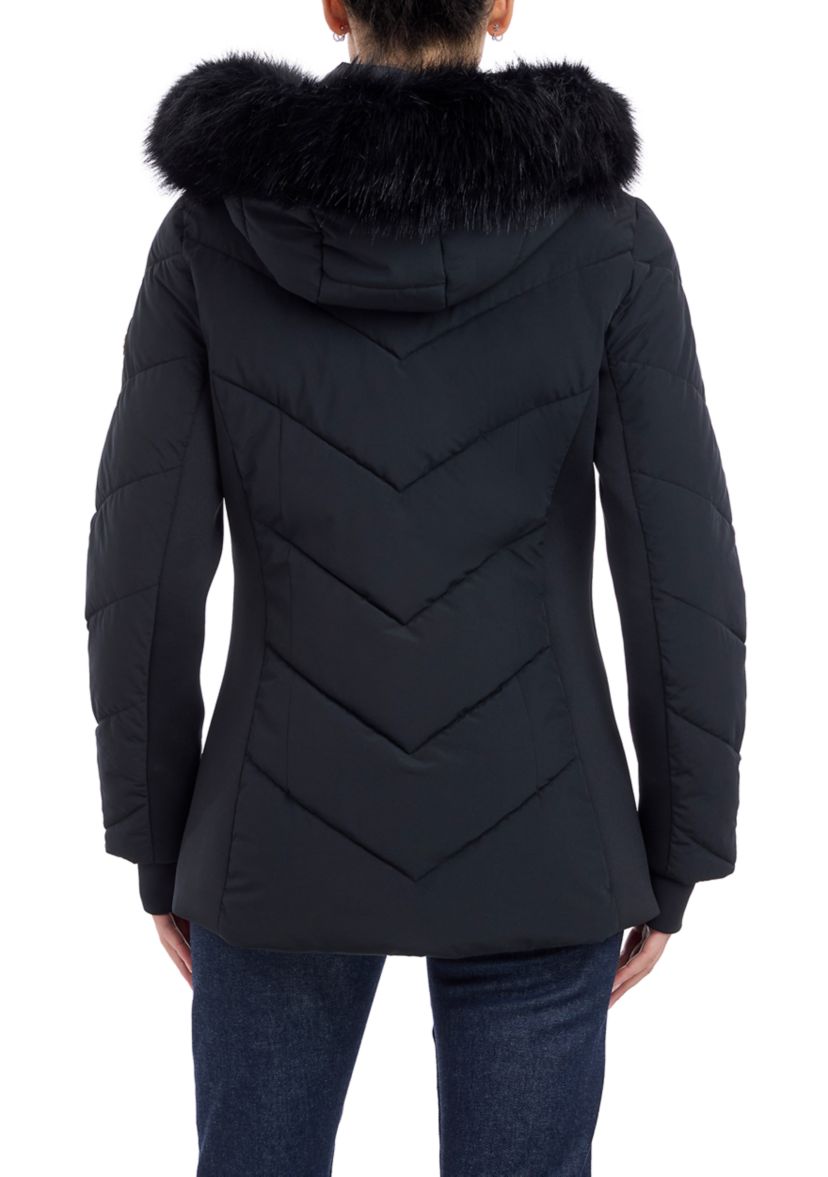 Womens Puffer Coat with Fur Hood