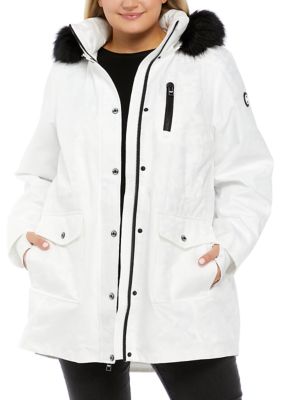 MICHAEL Michael Kors Plus Size Camo Soft-Shell Anorak Jacket with Faux Fur  | belk