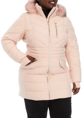 MICHAEL Michael Kors Plus Size Mid Length Puffer Coat with Fur | belk