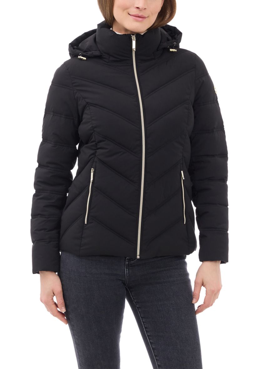 Womens Short Packable Zip-Up Puffer Coat 