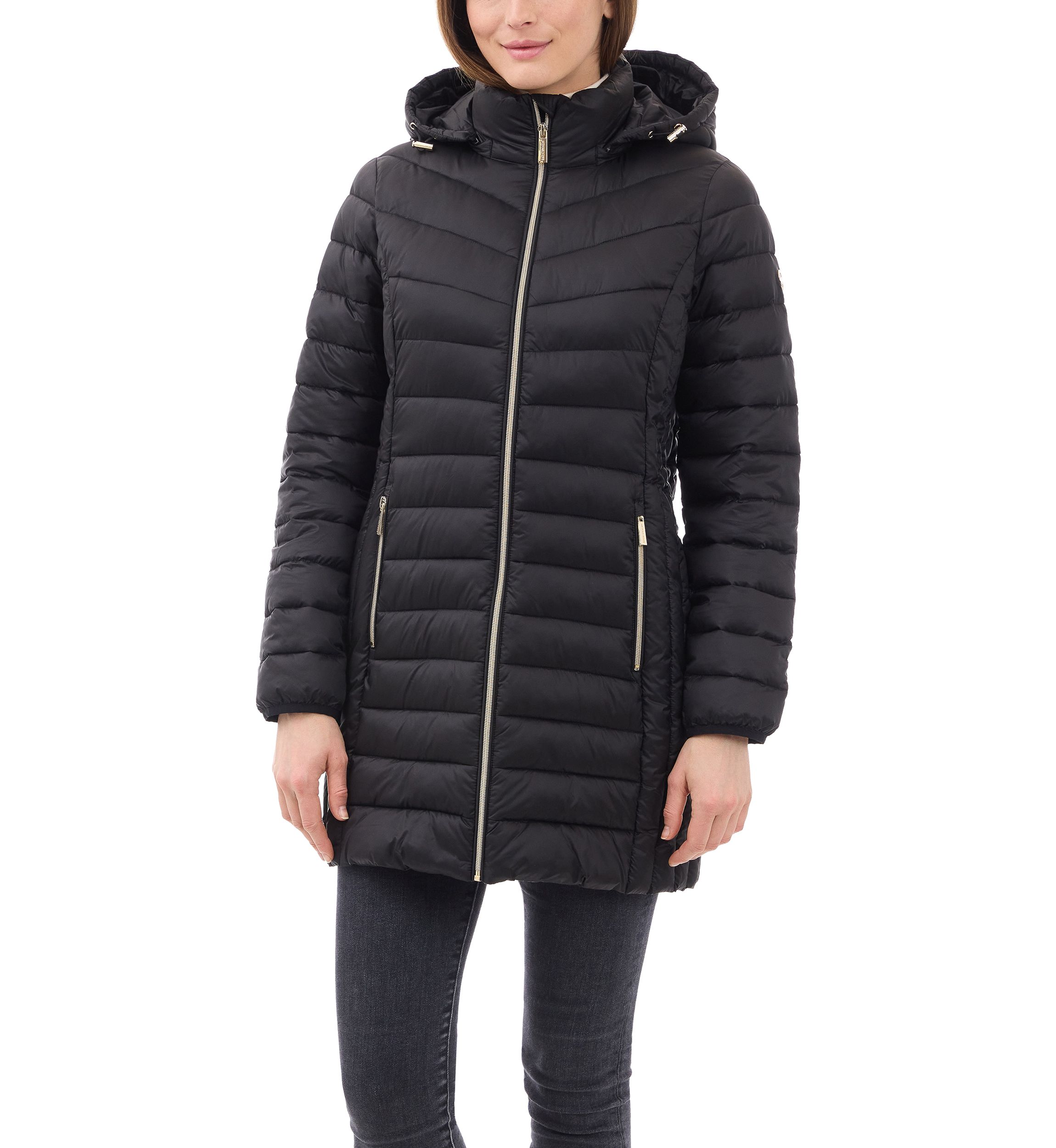 Women’s Packable 3/4 Zip-up Puffer With Hood