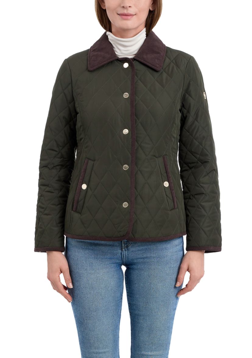 Womens Quilted Barn Jacket with Corduroy