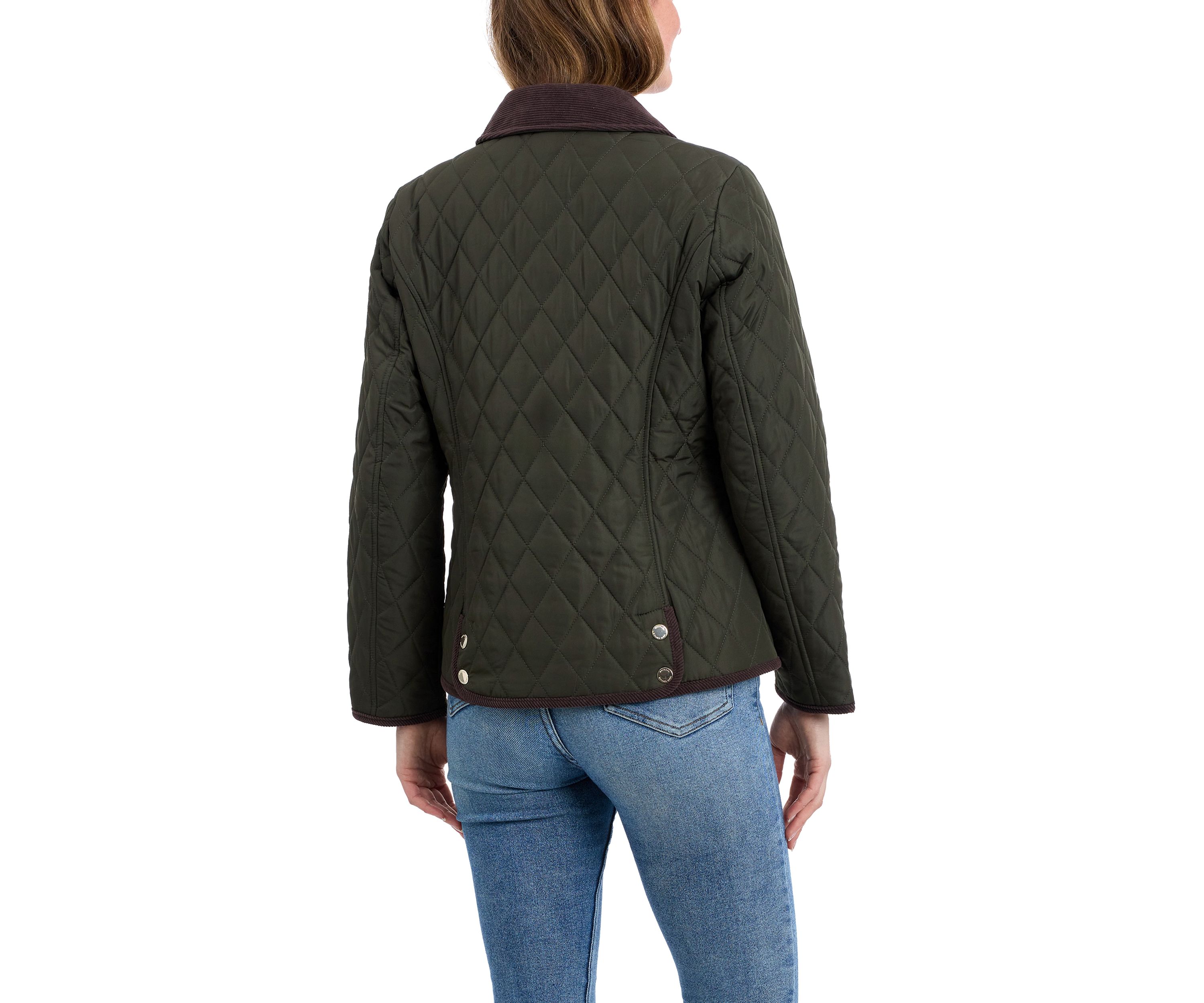 Womens Quilted Barn Jacket with Corduroy