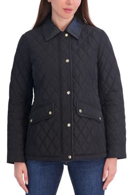 MICHAEL Michael Kors Women's Quilted Jacket with Collar, Black, Large