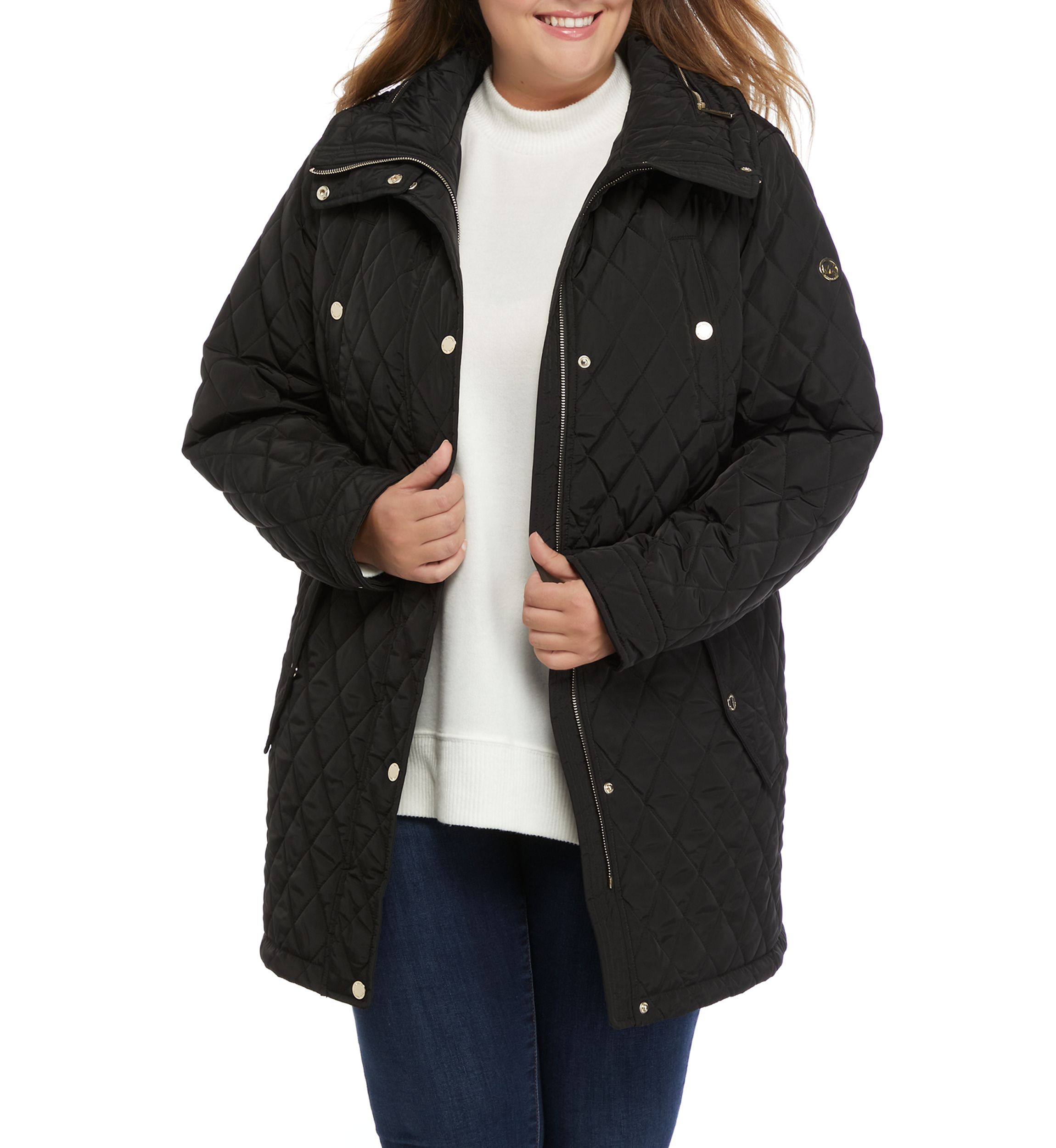 Plus Size Mid Length Quilted Jacket
