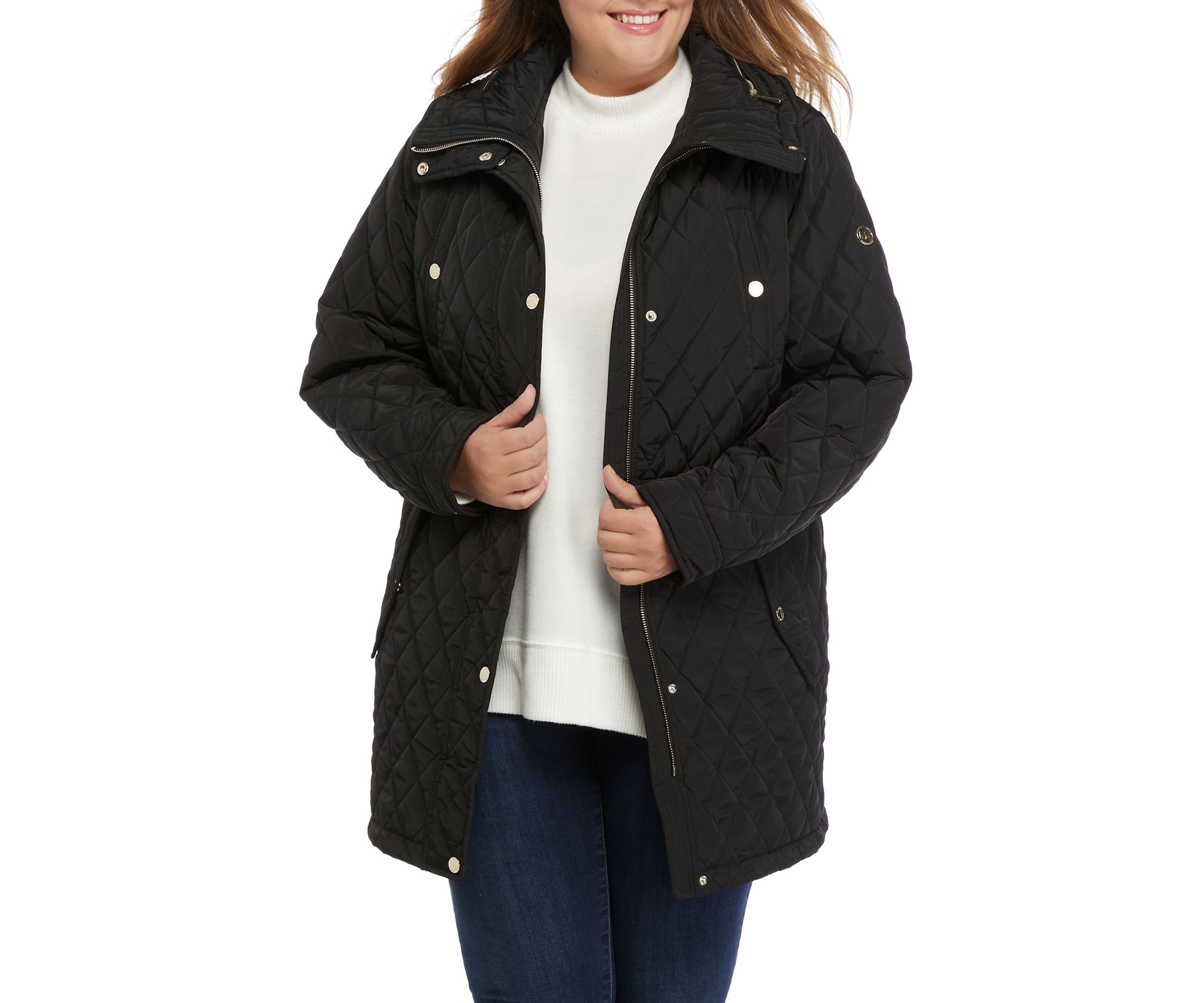 Plus Size Mid Length Quilted Jacket