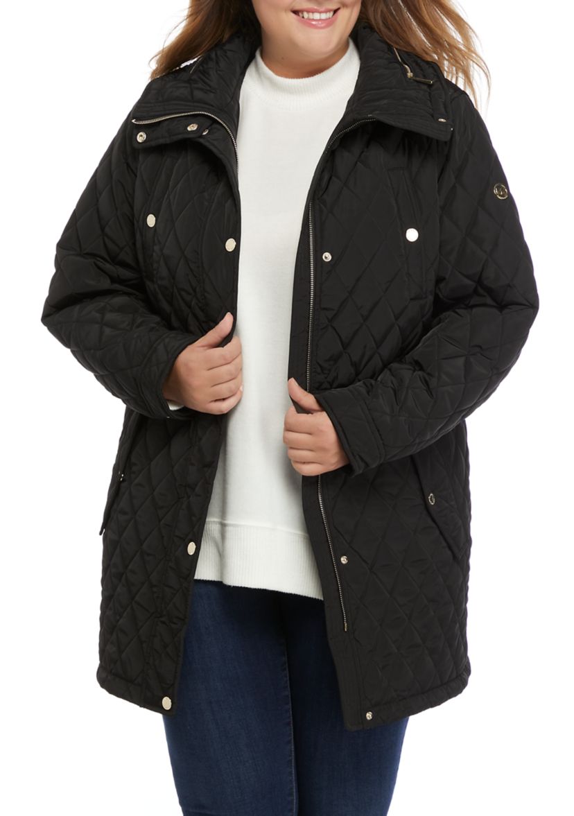 Plus Size Mid Length Quilted Jacket