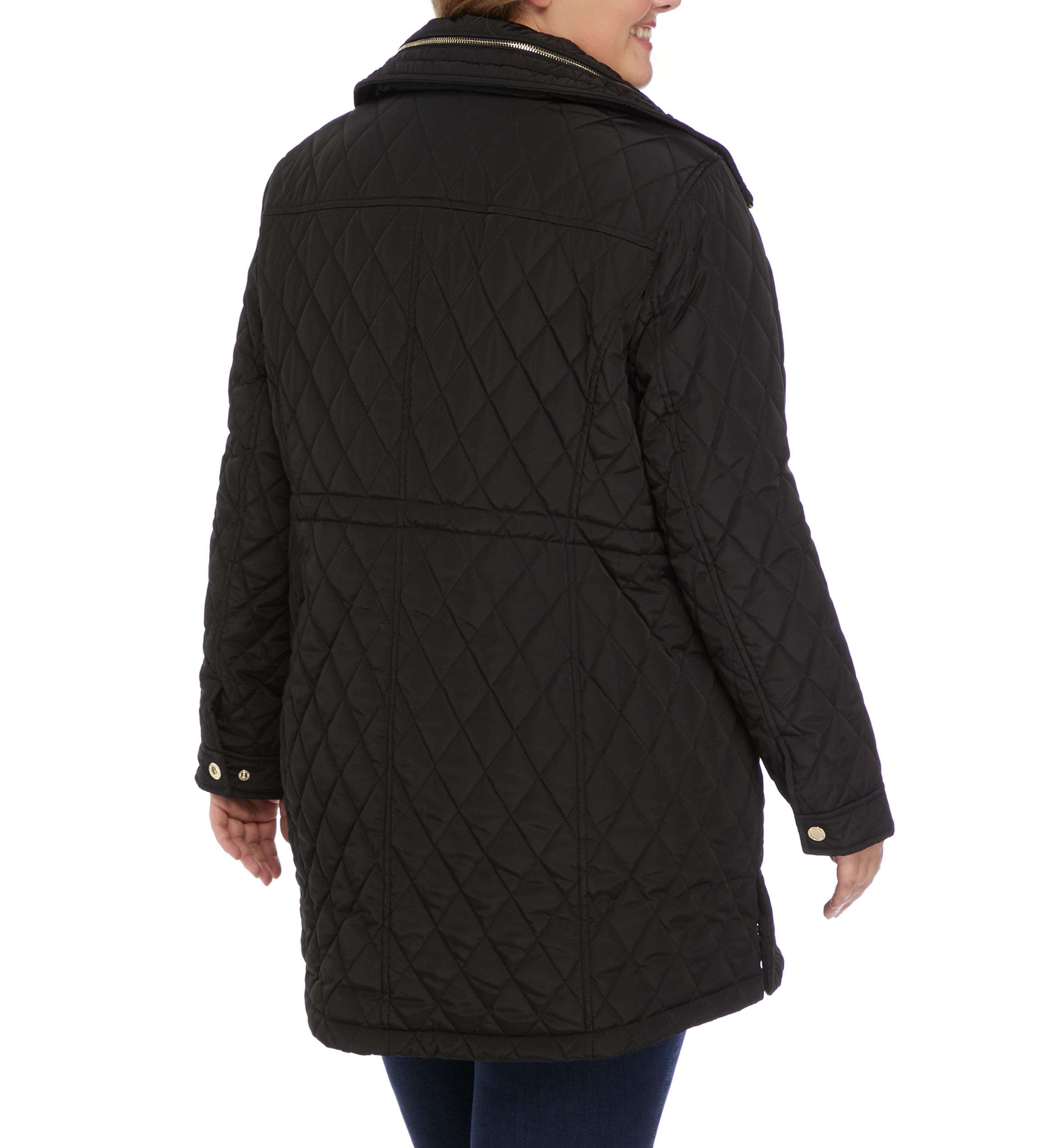Plus Size Mid Length Quilted Jacket