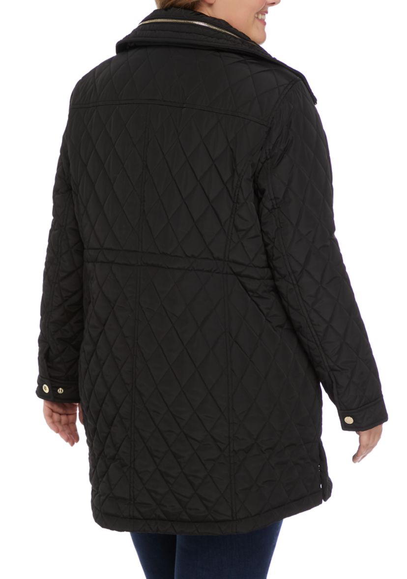 Plus Size Mid Length Quilted Jacket