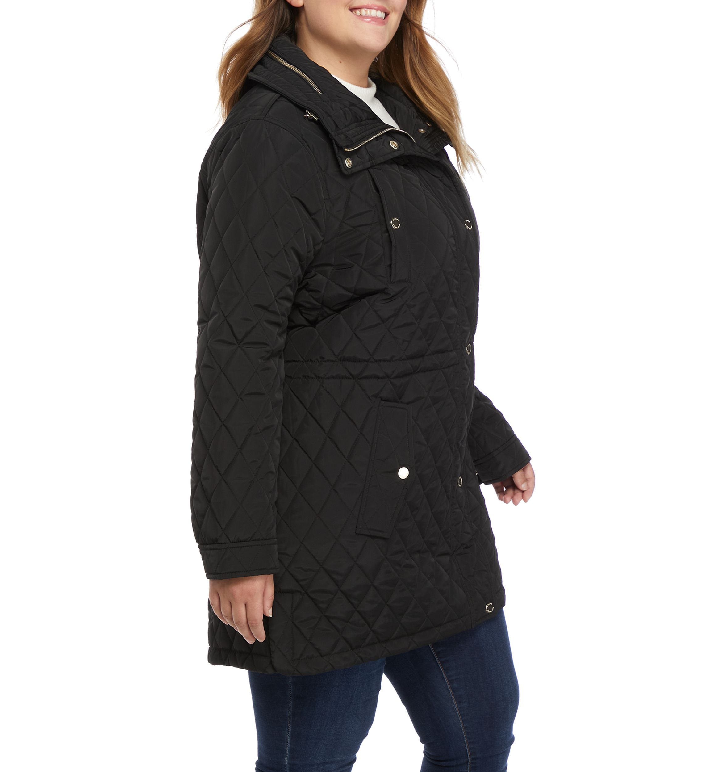 Plus Size Mid Length Quilted Jacket