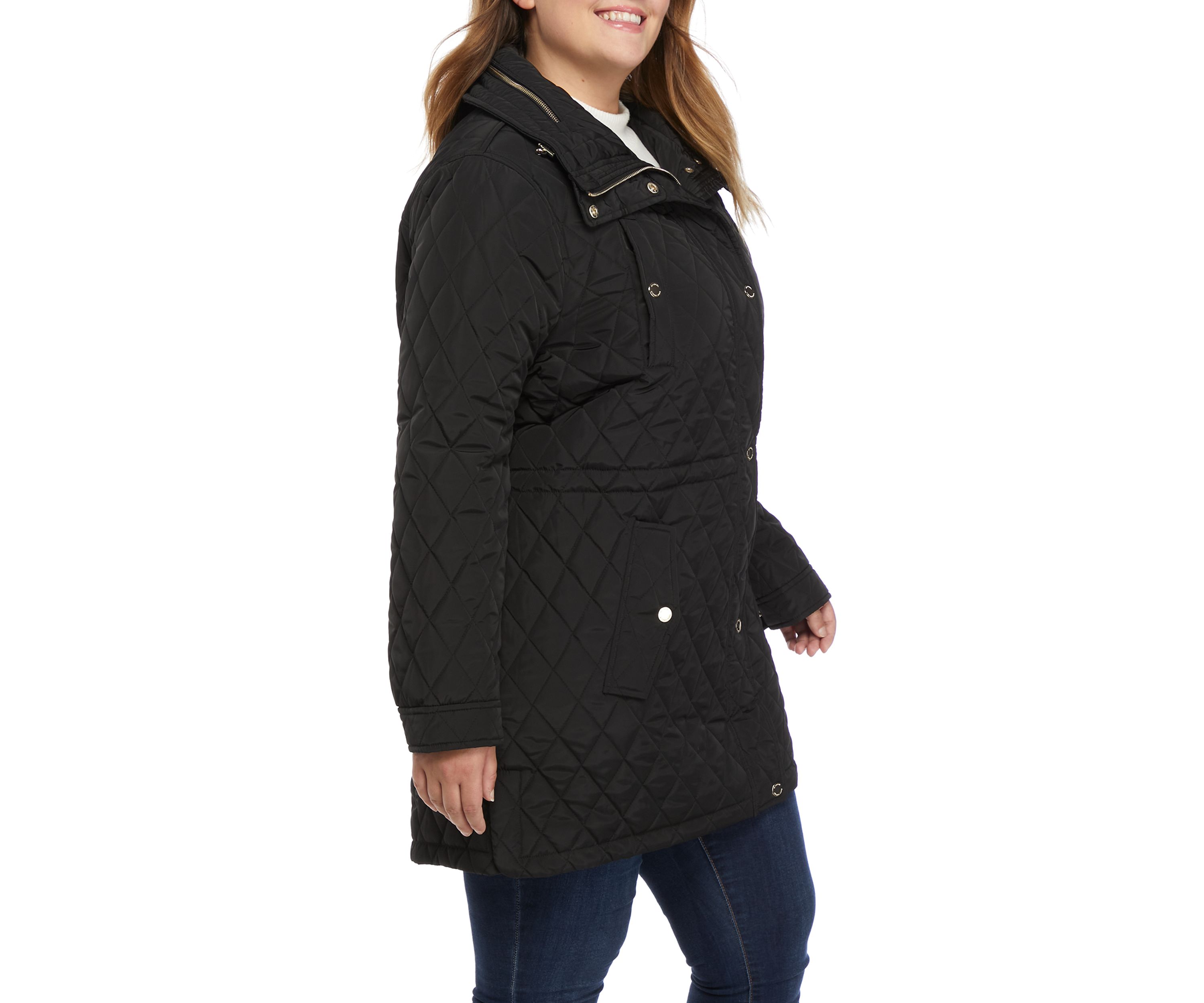 Plus Size Mid Length Quilted Jacket