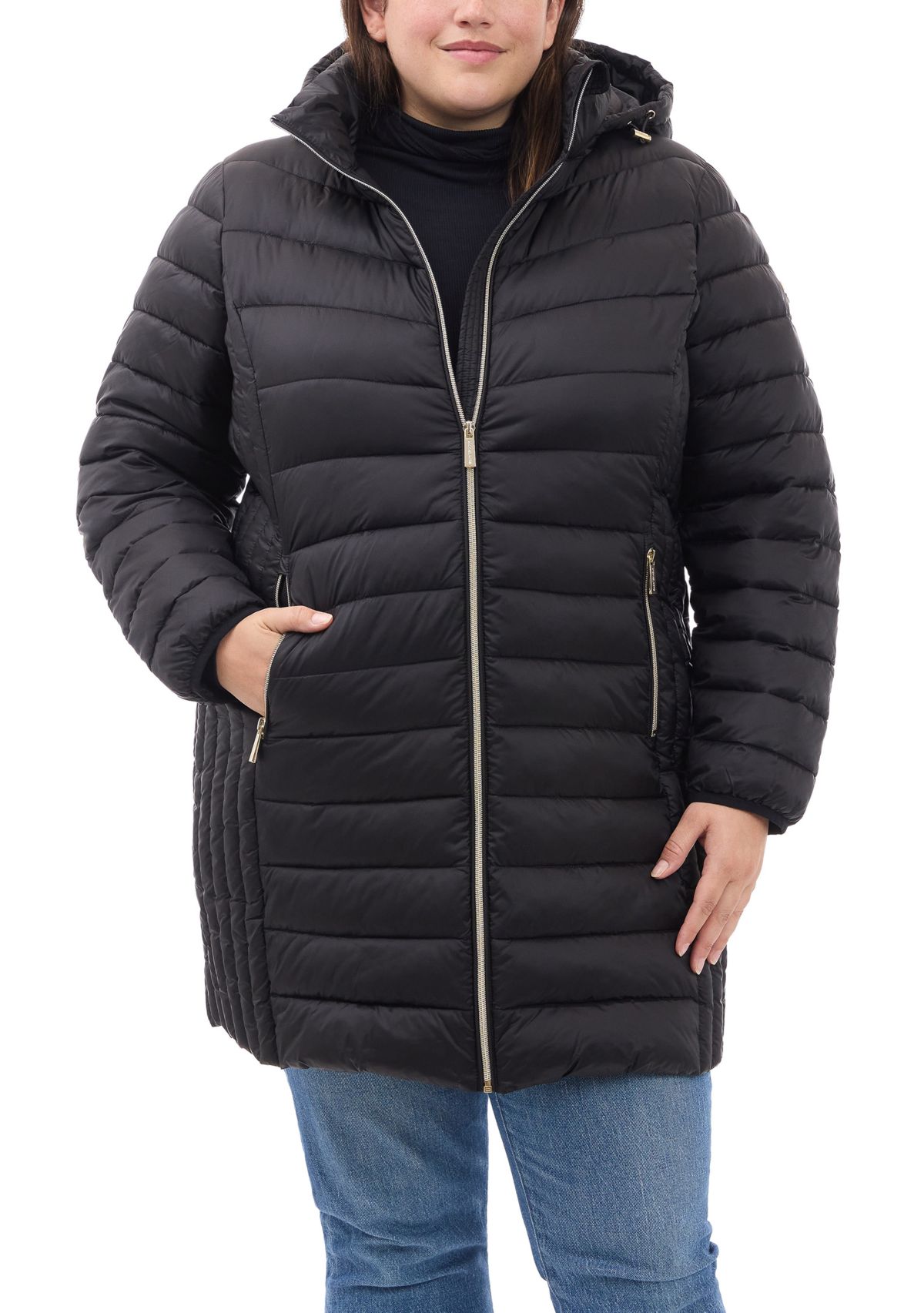 Plus Size Packable Long Puffer Coat