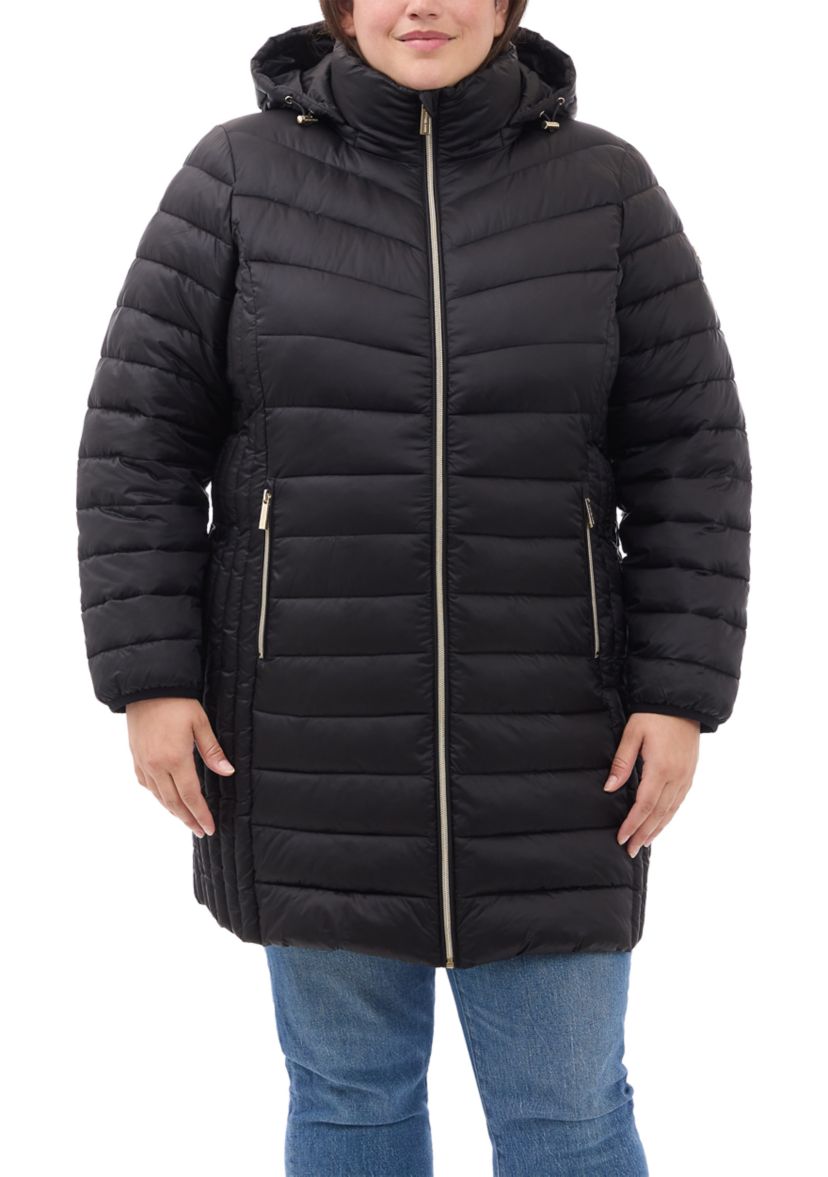 Plus Size Packable Long Puffer Coat