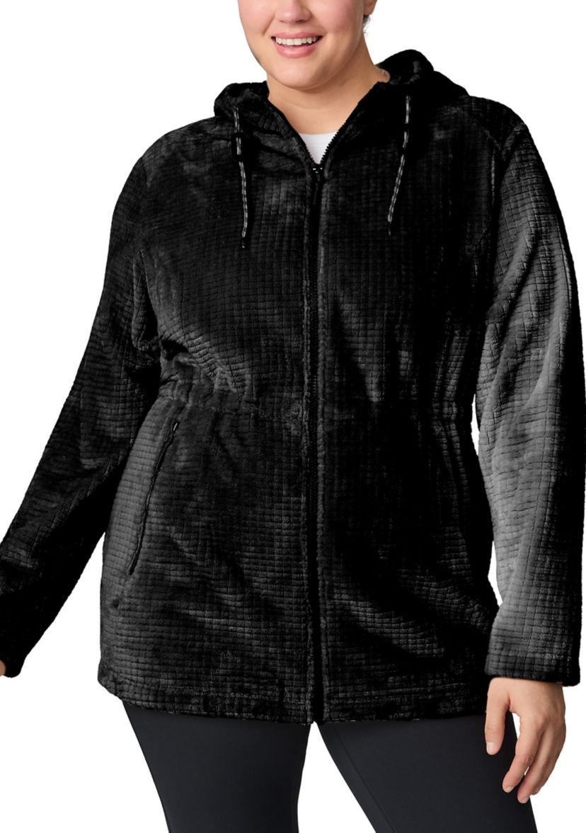 Plus Size Grid Butter Pile Anorak Jacket