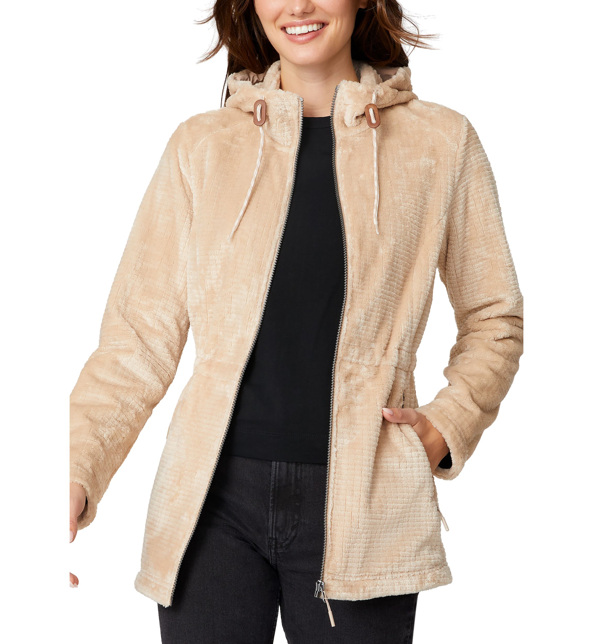 Womens Grid Butter Pile Anorak Jacket