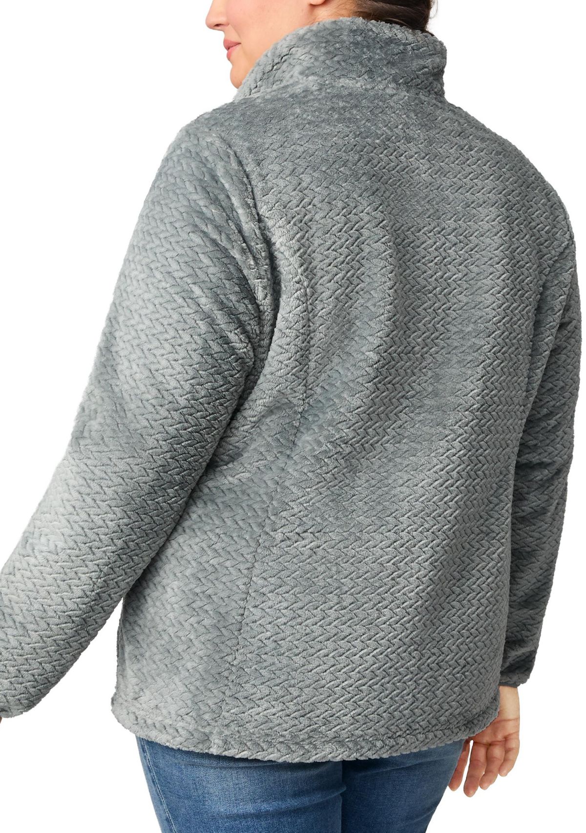 Plus Size Braided Butter Pile Jacket