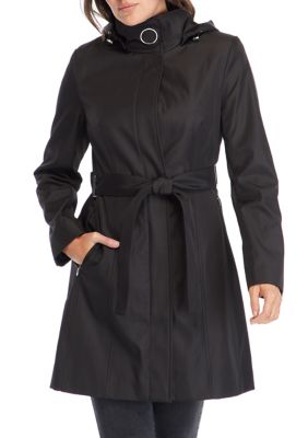 Calvin Klein Tie Waist Hooded Raincoat | belk