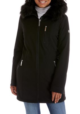 Calvin Klein Zip Front Fur Hood Soft Jacket | belk