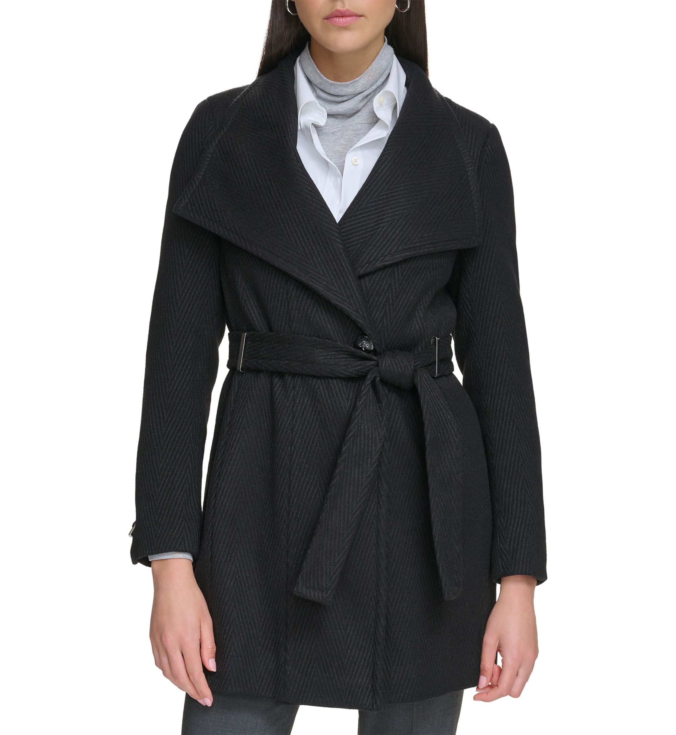 Womens Wing Collar Wrap Coat