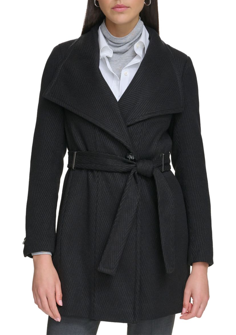 Womens Wing Collar Wrap Coat