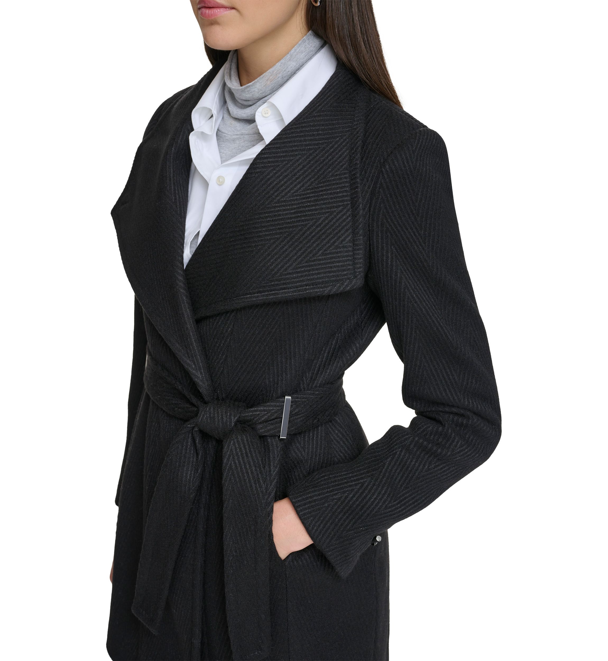 Womens Wing Collar Wrap Coat