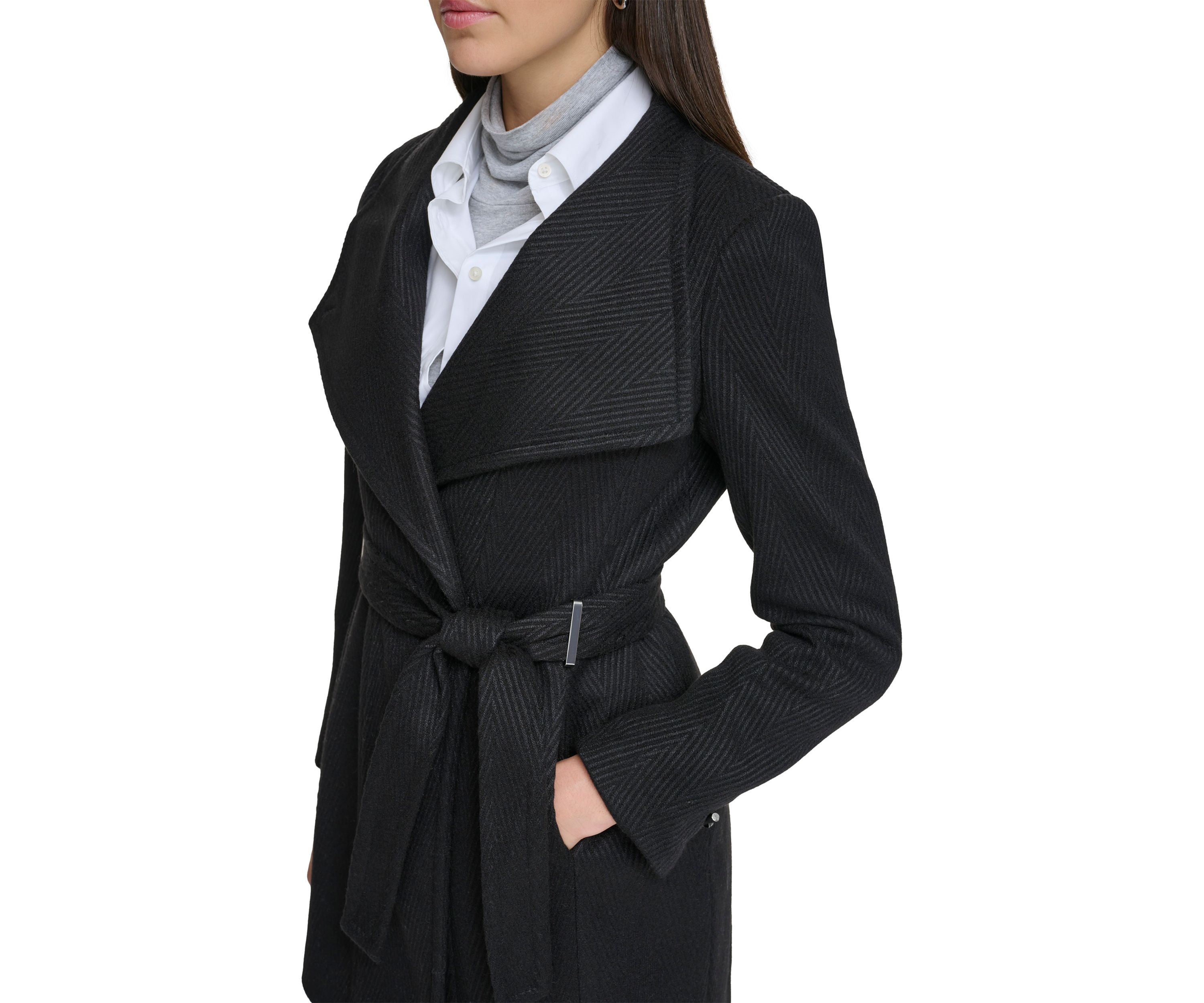 Womens Wing Collar Wrap Coat