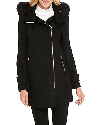 Calvin Klein Asymmetrical Zip Front, Calvin Klein Wool Coat With Hood