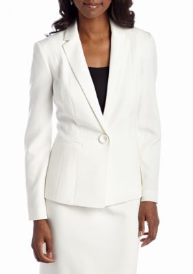 Kasper Petite Size Stretch Crepe Notch Collar Two Button Jacket