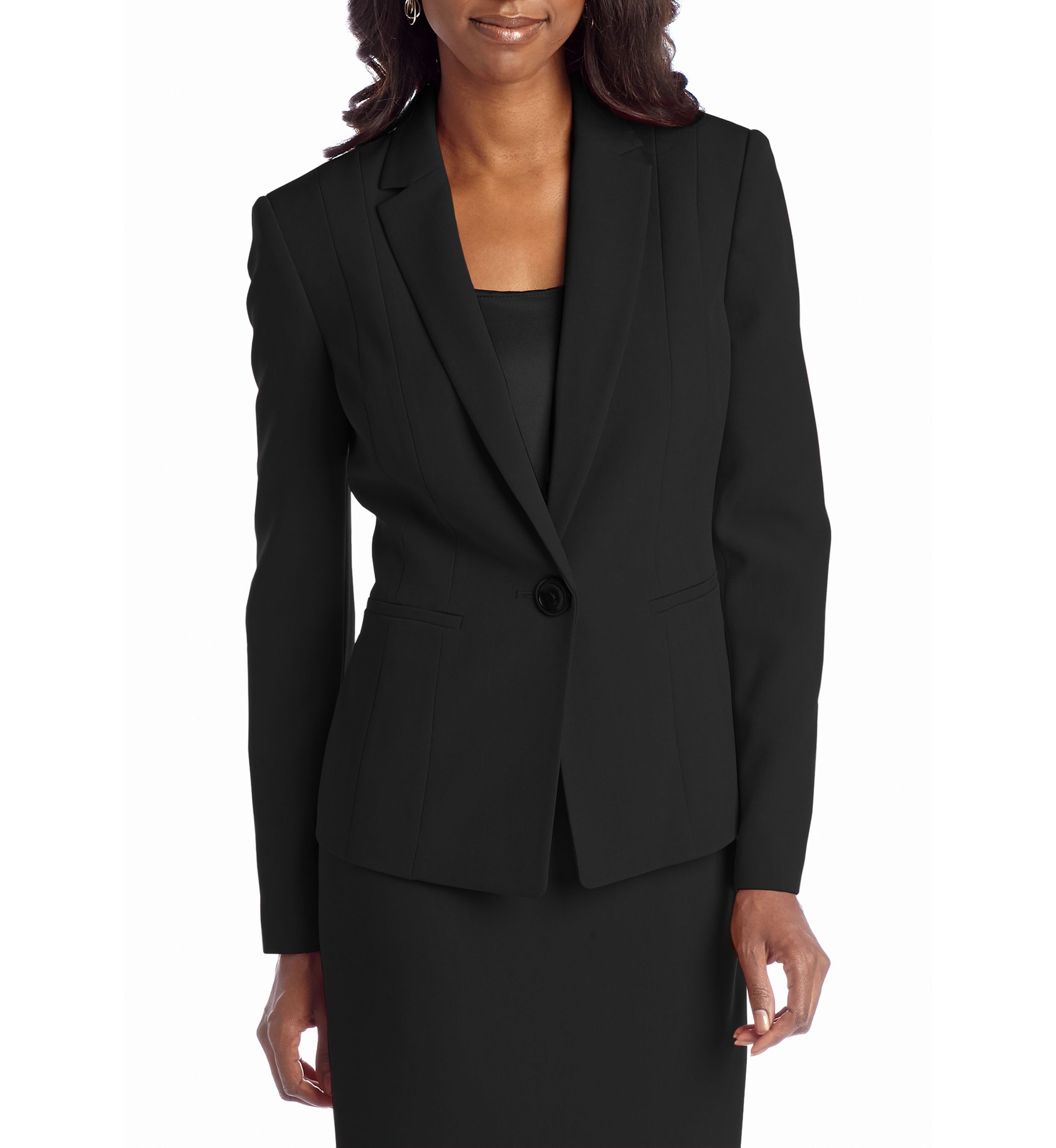 Petite Stretch Crepe One Button Jacket