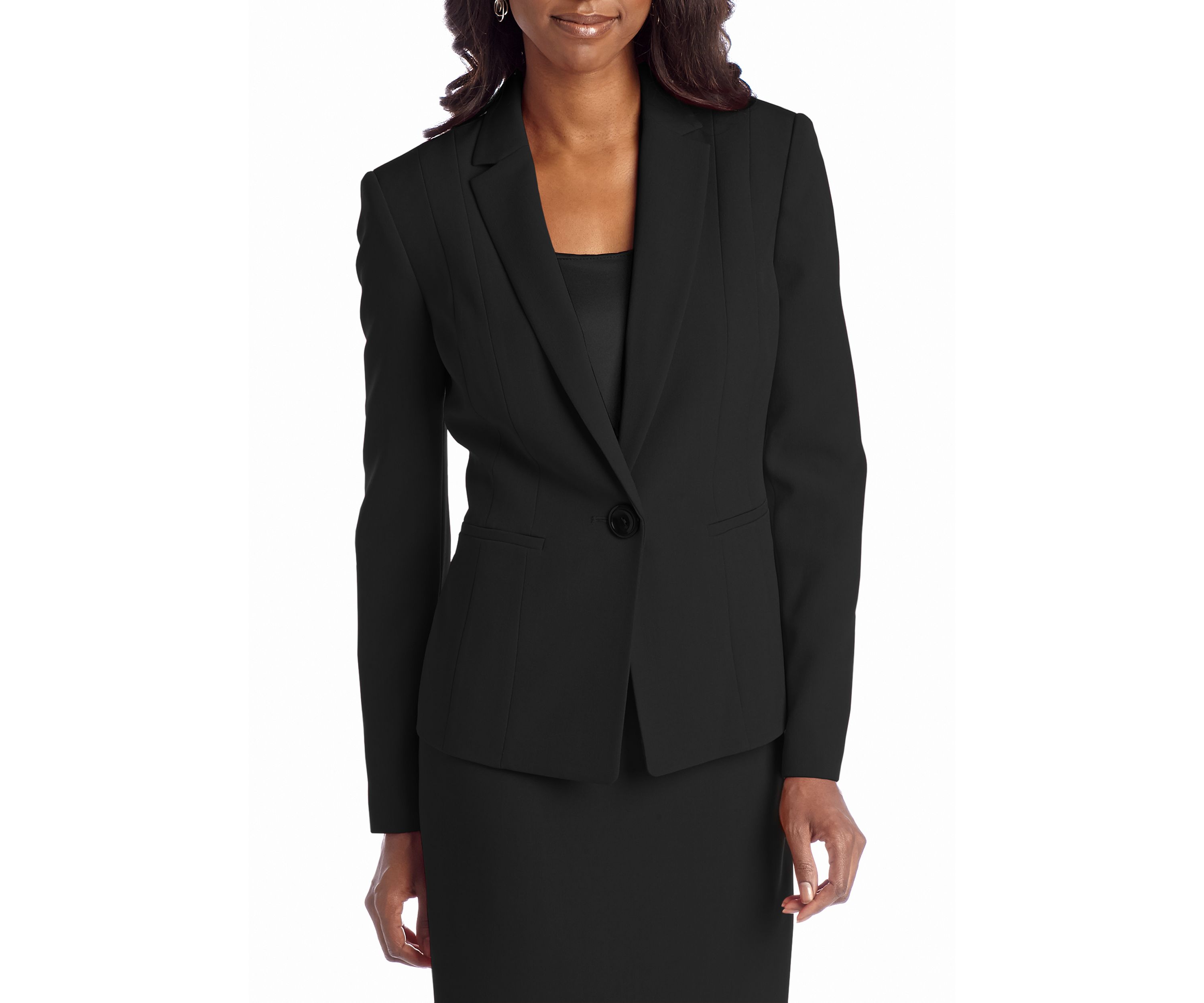 Petite Stretch Crepe One Button Jacket
