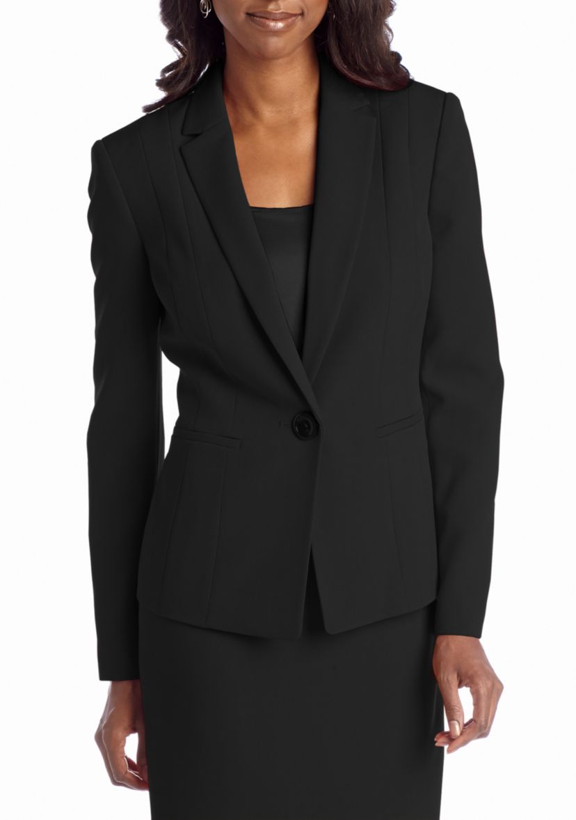 Petite Stretch Crepe One Button Jacket
