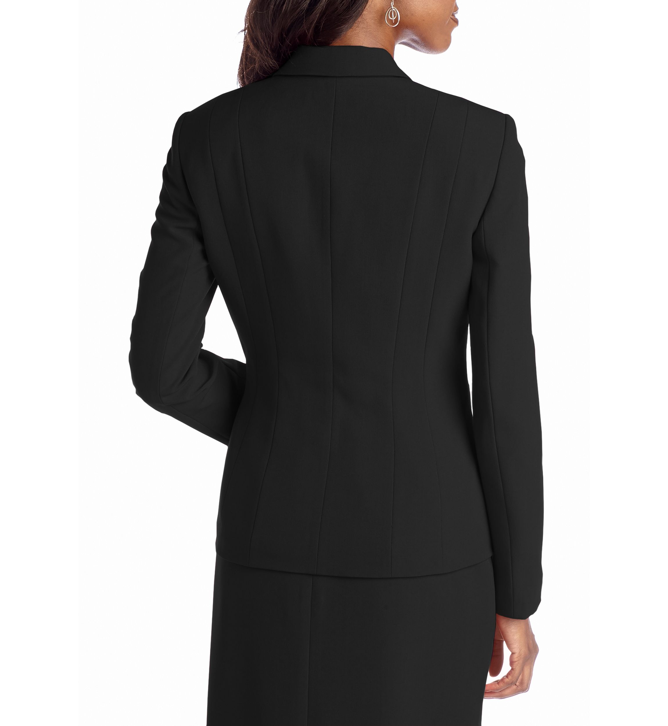 Petite Stretch Crepe One Button Jacket