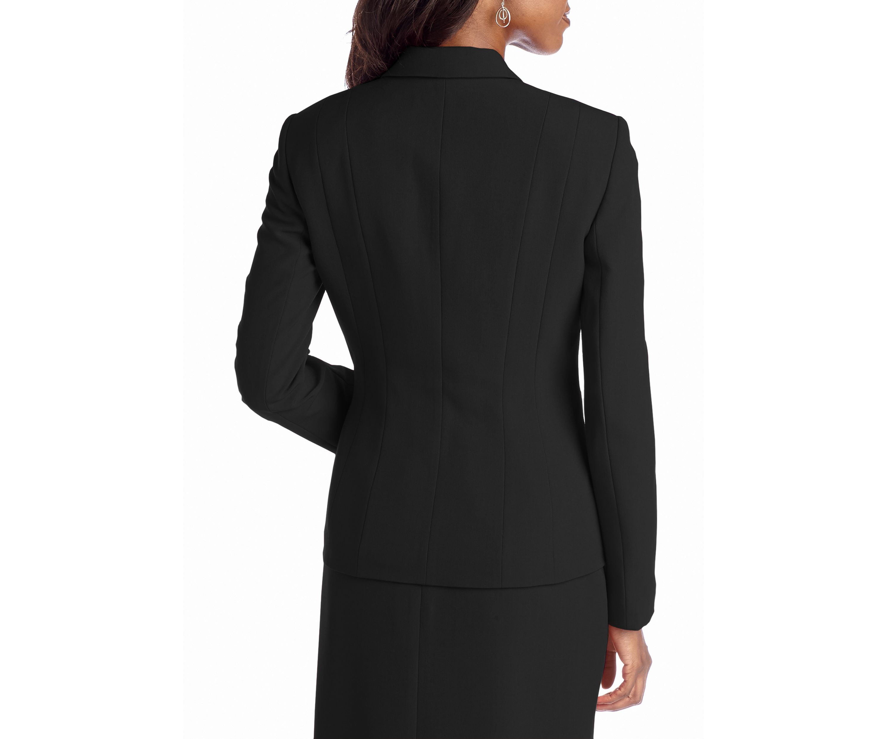Petite Stretch Crepe One Button Jacket