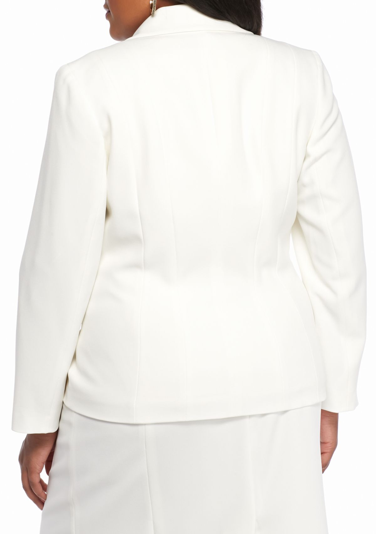 Plus Size Stretch Crepe One Button Jacket 