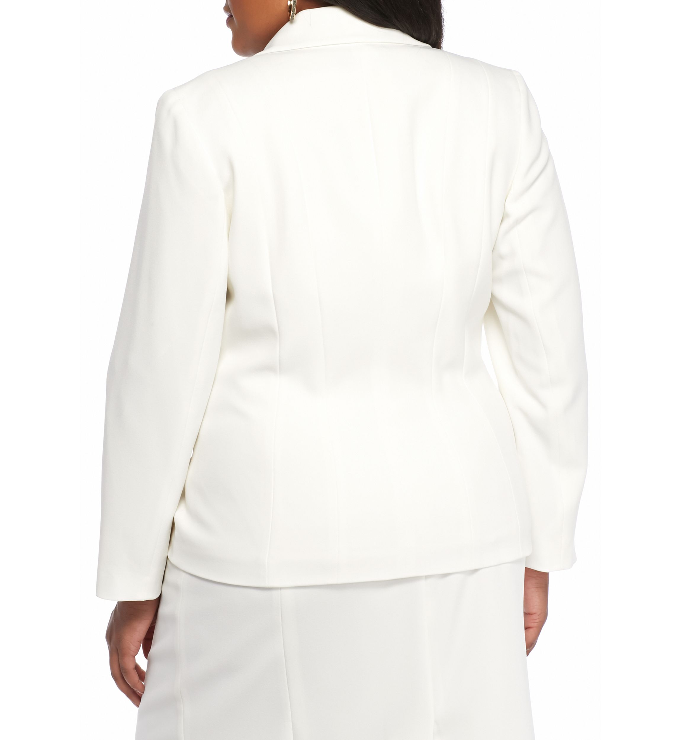 Plus Size Stretch Crepe One Button Jacket 