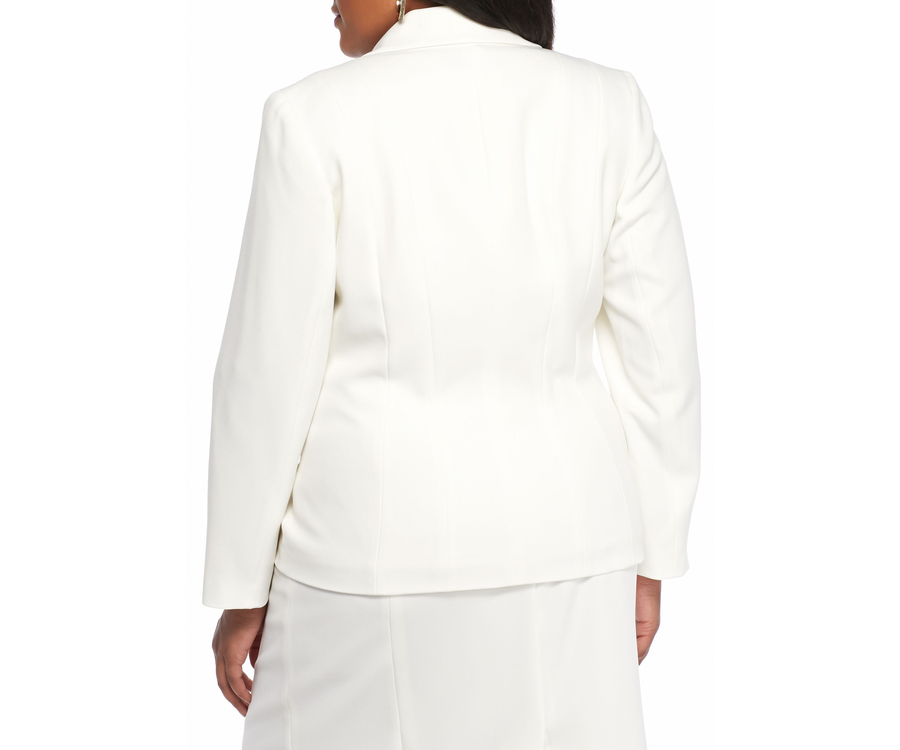 Plus Size Stretch Crepe One Button Jacket 