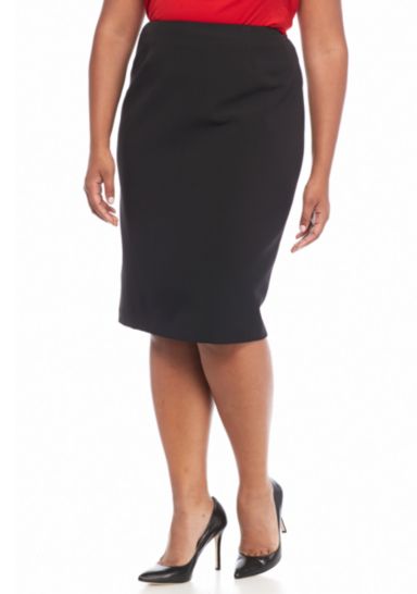 Plus Size Stretch Crepe Skimmer Skirt 