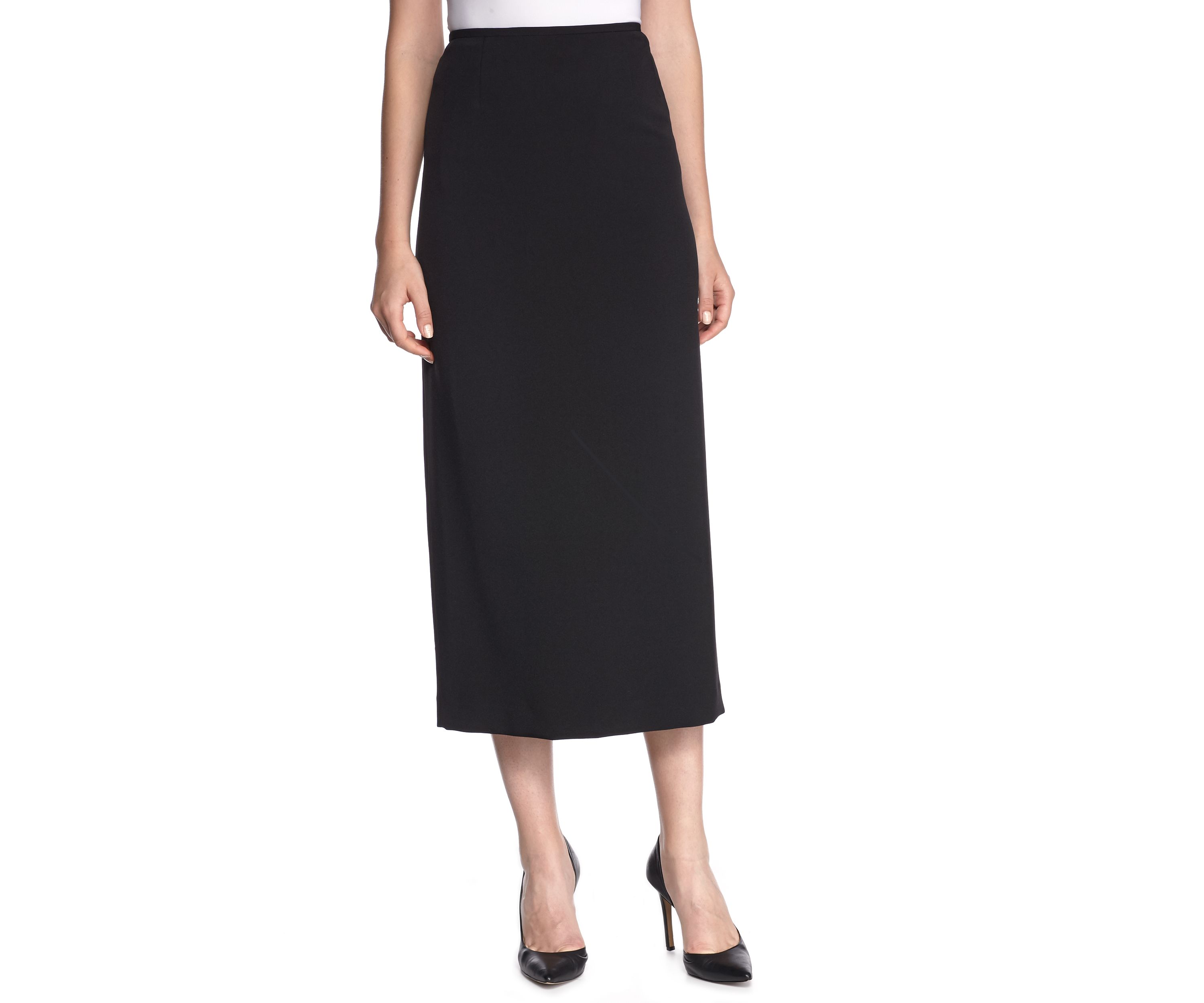 Womens Stretch Crepe Column Skirt