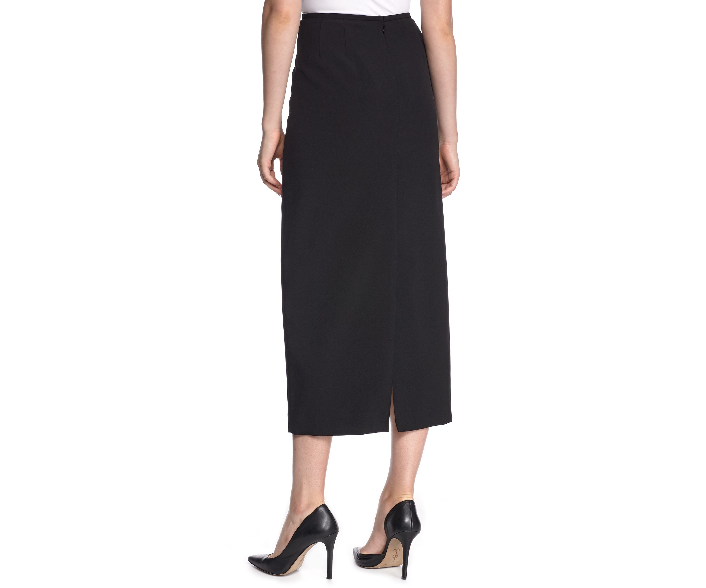 Womens Stretch Crepe Column Skirt