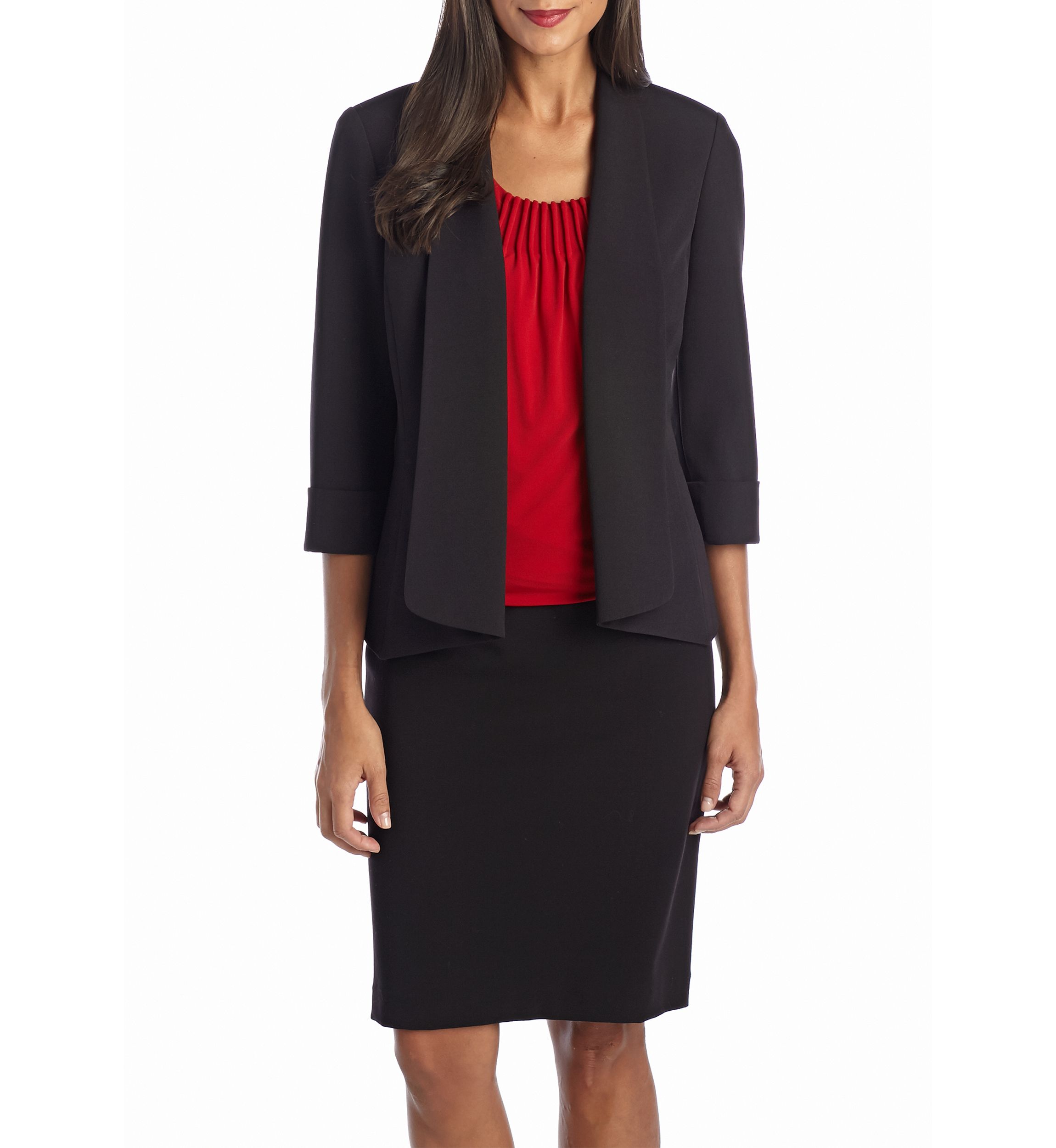 Womens Stretch Crepe Open Cardigan Jacket