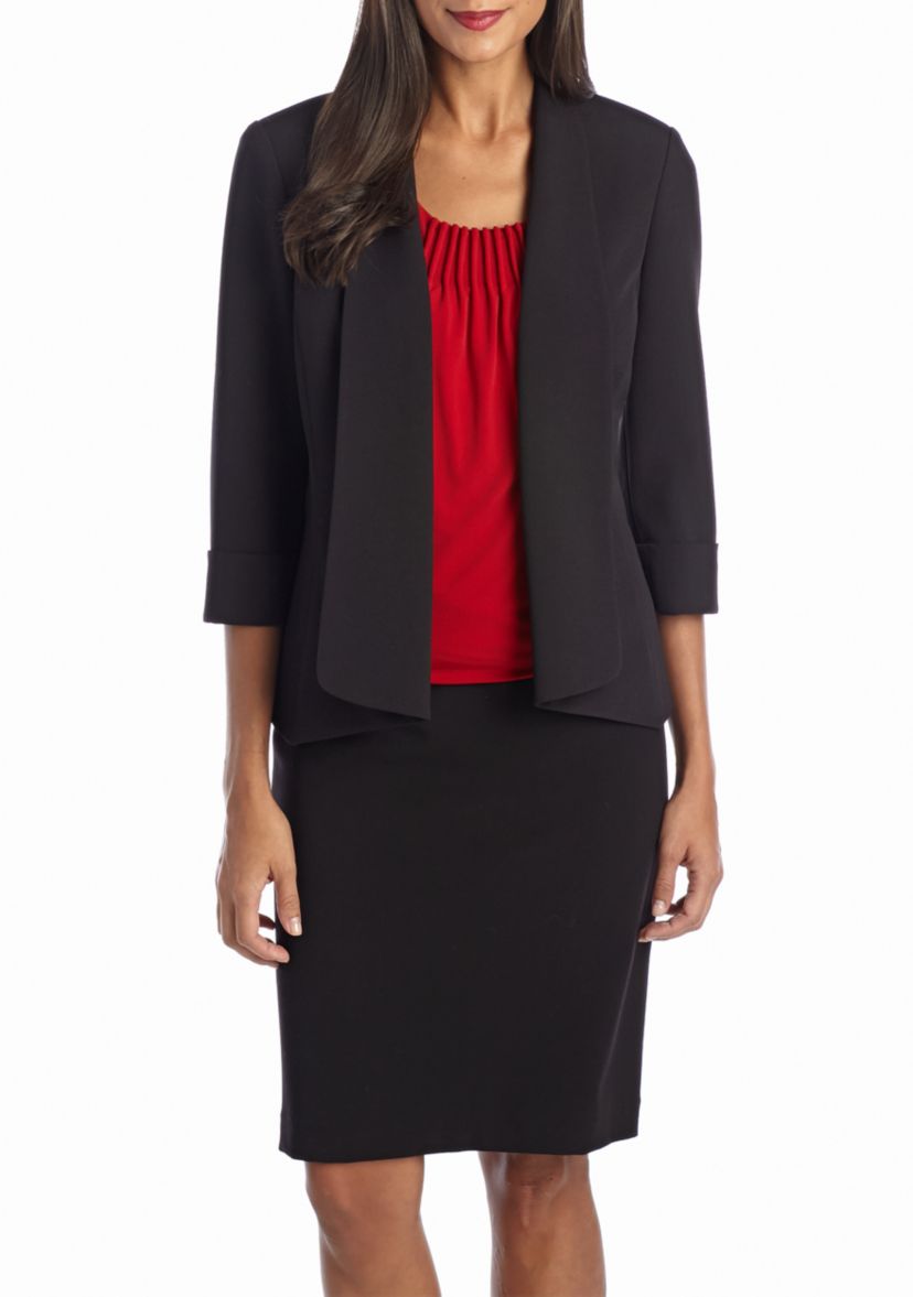 Womens Stretch Crepe Open Cardigan Jacket